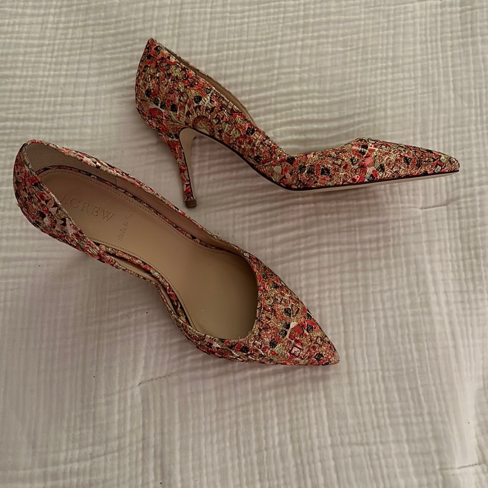 J crew embroidered multicolor pump